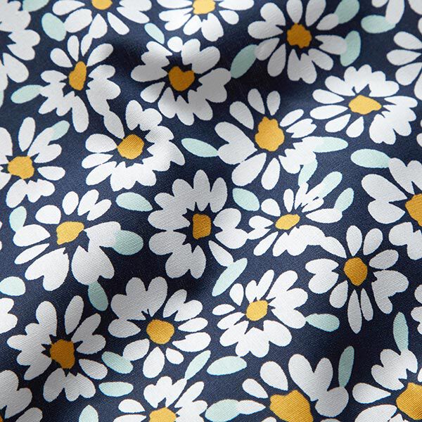 Beschichtete Baumwolle Gänseblümchen – nachtblau/weiss