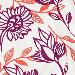 Viskose-Leinen-Mix Blumen | Poppy Fabrics – elfenbein/traube, 