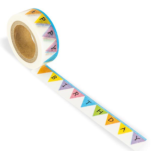 Washi Tape Happy Birthday [ 15 mm / 10 m ] – Farbmix,  image number 1