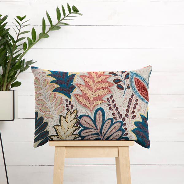 Dekostoff Jacquard tropische Blätter | Reststück 50cm