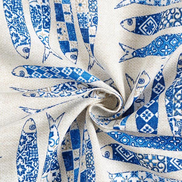Dekostoff Canvas Sardinen – blau/natur, image number 3