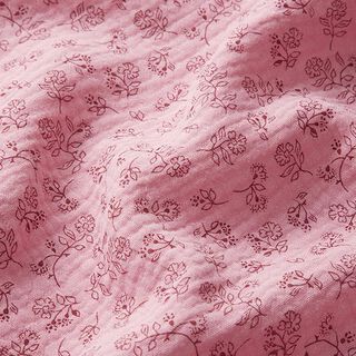 Musselin/ Doppel-Krinkel Gewebe kleine Blumenranken – rosa, 