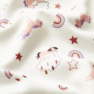 Alpenfleece Einhorn und Regenbogen – wollweiss, 