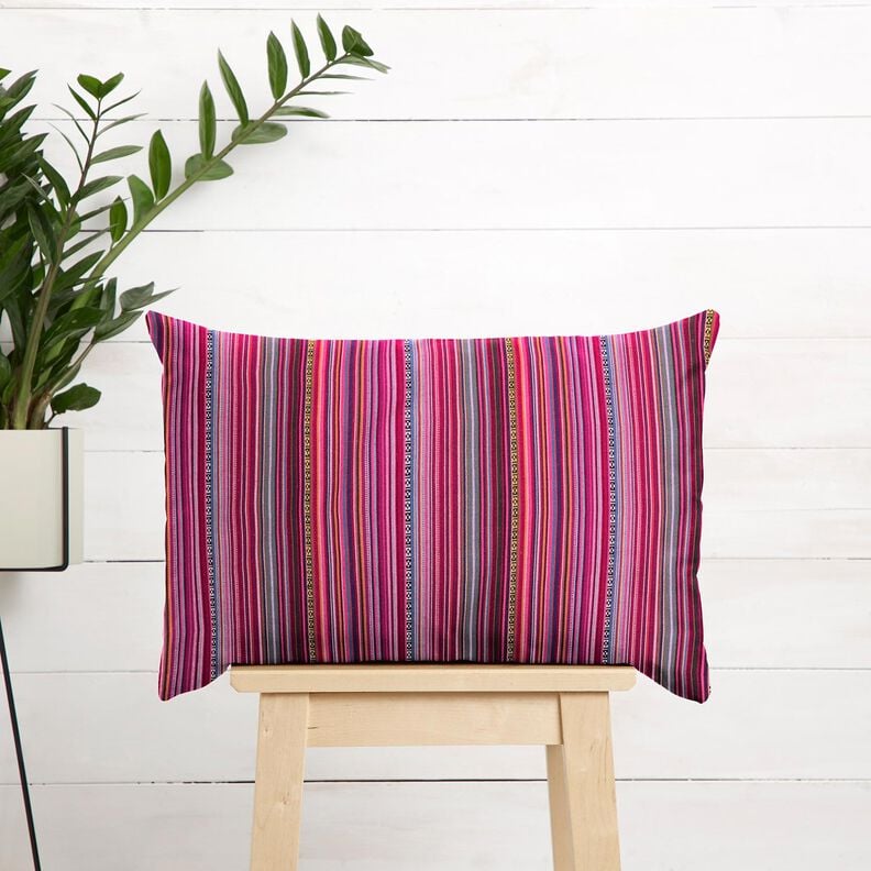 Dekostoff Jacquard feine Streifen – purpur/beere, image number 6