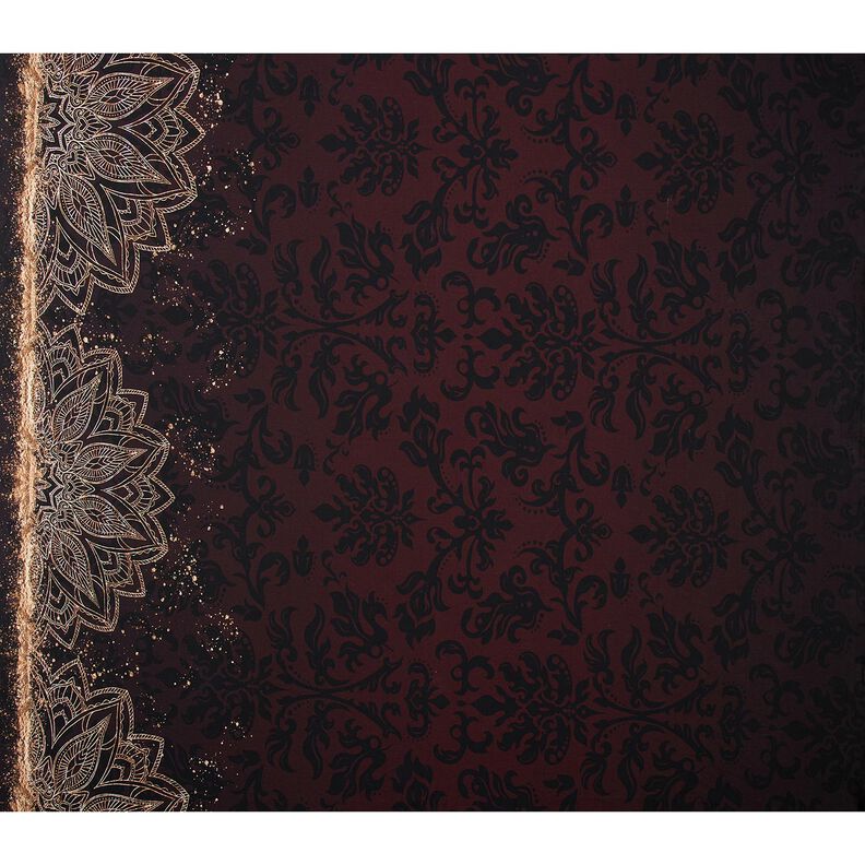 BaumwolljerseyBordürenstoff Mandala mit Goldsprenkeln | Glitzerpüppi – schwarzbraun/gold,  image number 5