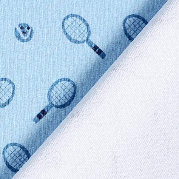 French Terry Sommersweat retro Tennis  | PETIT CITRON – hellblau | Reststück 50cm