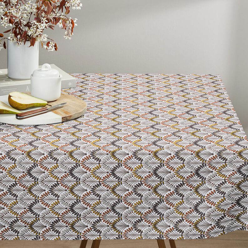 Baumwollstoff Cretonne Fächer – taupe/elfenbein,  image number 8