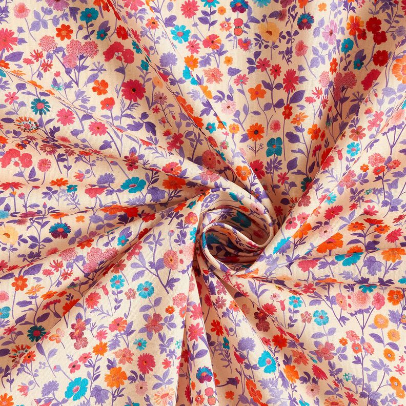 Baumwollstoff Popeline bunte Blümchen – hellbeige/lavendel,  image number 3