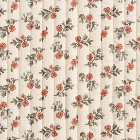 Musselin Steppstoff romantische Blumen – wollweiss/hellbeere, 