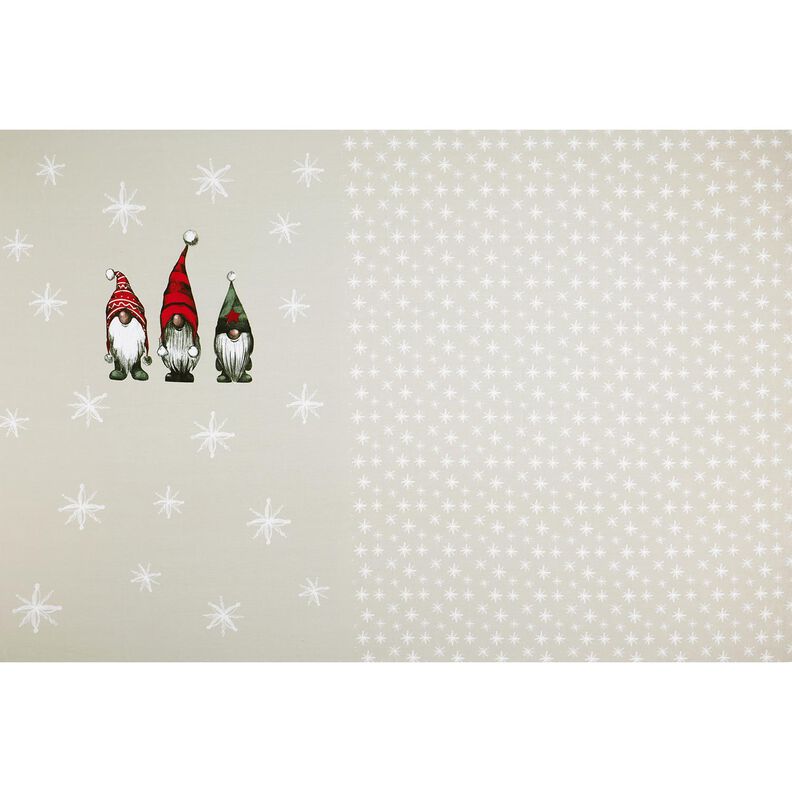 French Terry Sommersweat Panel Drei Weihnachtswichtel – beige,  image number 4