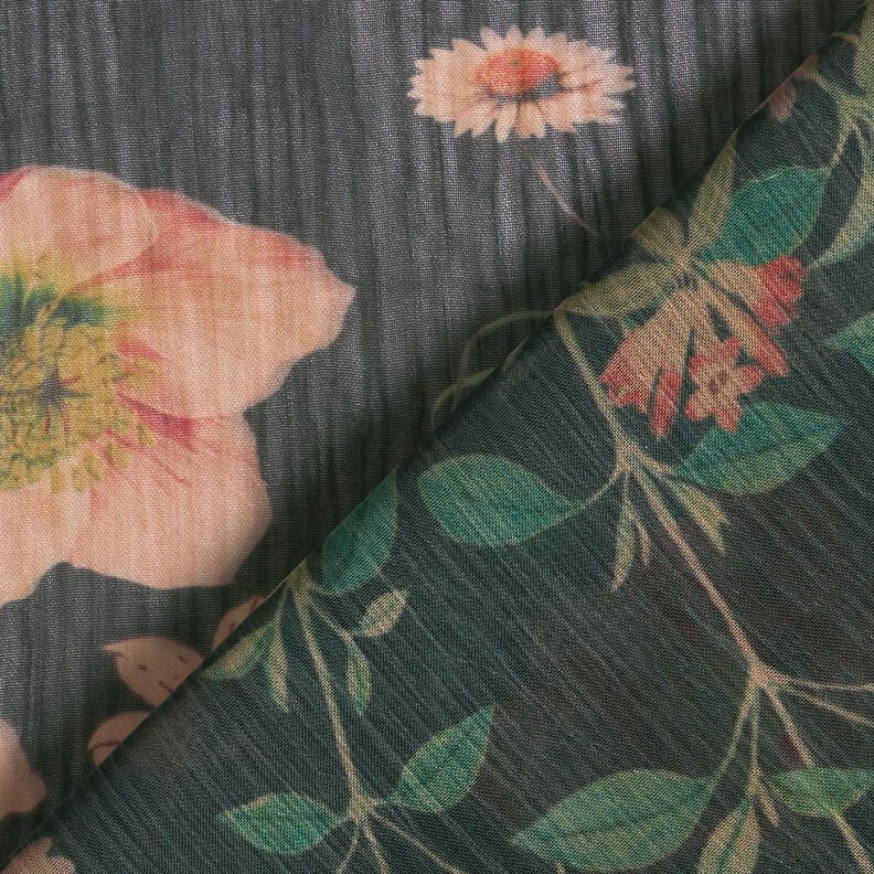 Chiffon Blumenwiese – schwarz | Reststück 90cm,  image number 4