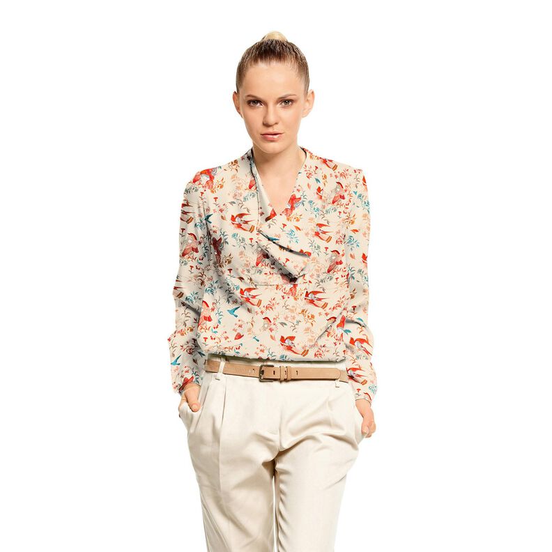 LENZING™ ECOVERO™ Viskosestoff Vögel und Feen | Katia Fabrics – creme/feuerrot,  image number 6