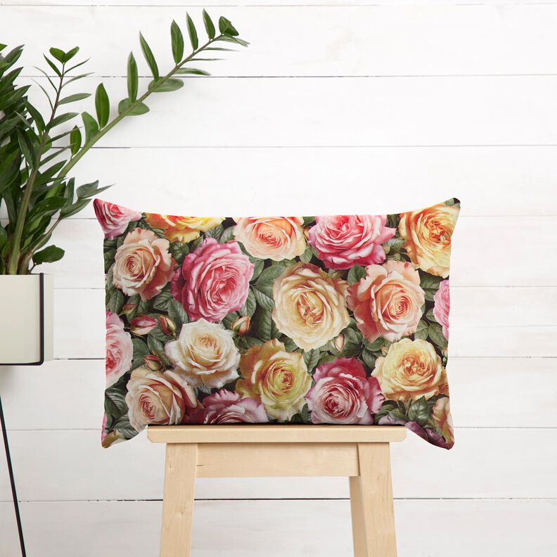 Dekosamt opulente Rosen – rosa/gelb,  image number 6