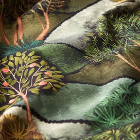 Dekostoff Halbpanama Digitaldruck Landschaft – grün | Reststück 60cm, 