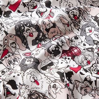Baumwollstoff Cretonne Hunde und Katzen – weiss, 