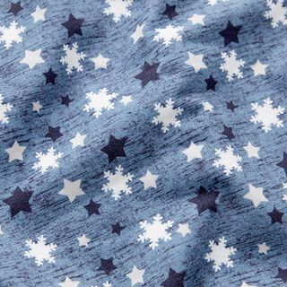 Sweatshirt angeraut Schneeflocken und Sterne Digitaldruck – blaugrau, 