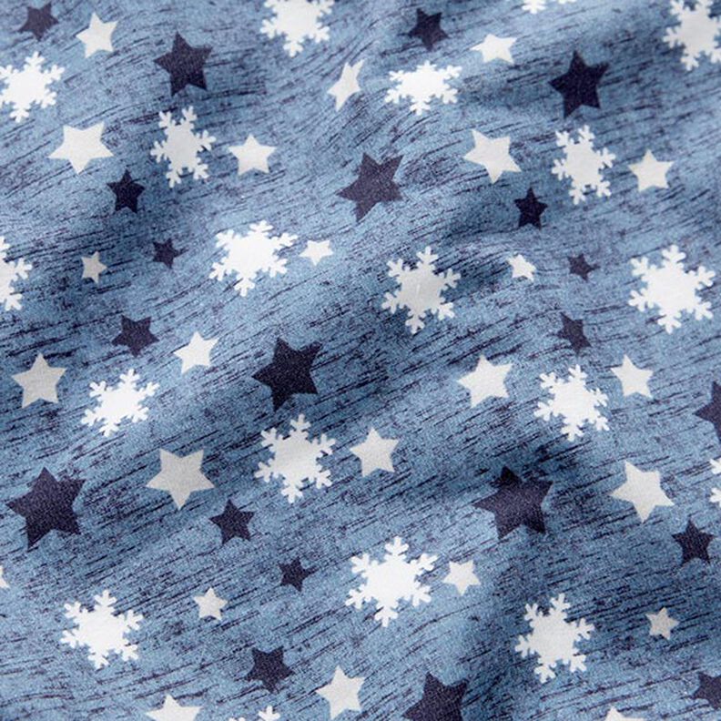 Sweatshirt angeraut Schneeflocken und Sterne Digitaldruck – blaugrau,  image number 2
