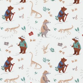 Baumwolljersey Dino-Forscher  – wollweiss, 