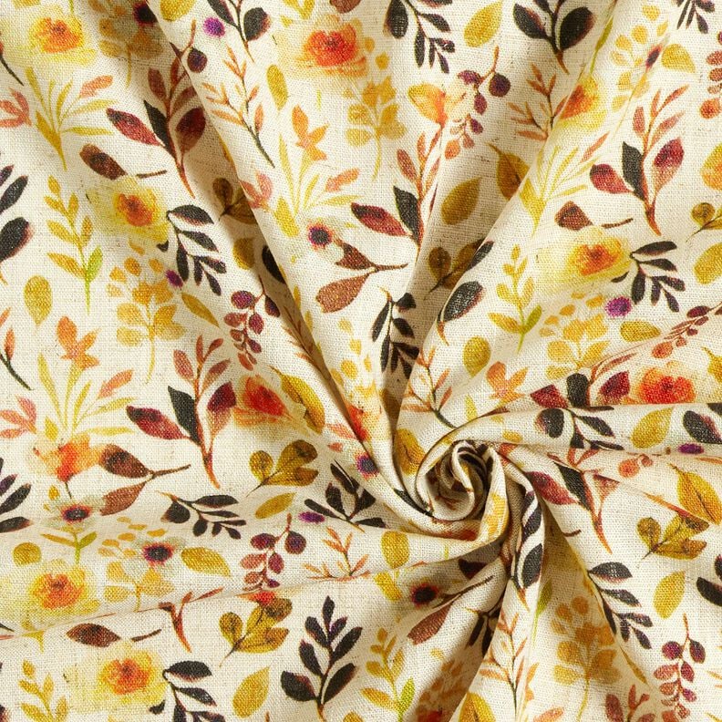 Viskose-Leinen-Mix Herbstlaub – hellbeige/orange, image number 3