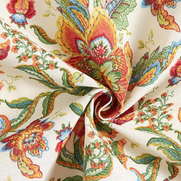 Dekostoff Canvas orientalische Blumenornamente 280 cm – natur/grün, image number 3
