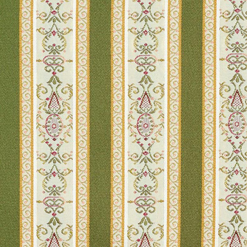 Möbelstoff Jacquard Biedermeier Streifen – creme/oliv,  image number 1