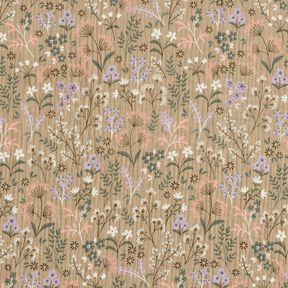GOTS Musselin/ Doppel-Krinkel Gewebe Frühlingsblumenwiese | Poppy Fabrics – dunkelbeige, 