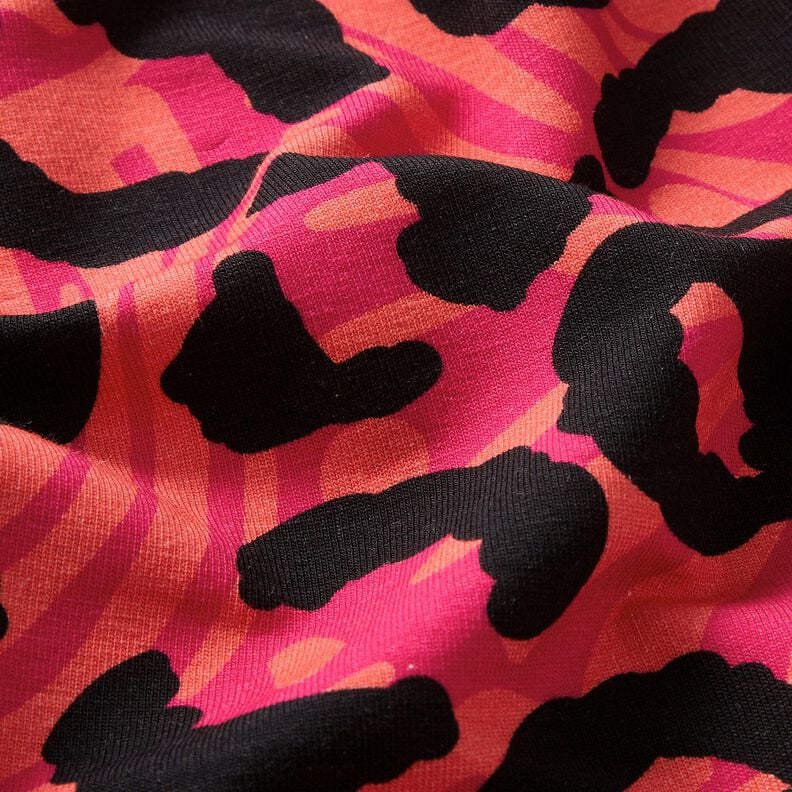 French Terry Sommersweat Leo und Blumen – pink/orange,  image number 6