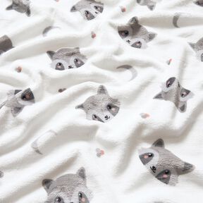 Kuschelfleece niedliche Waschbären – elfenbein/dunkelgrau, 