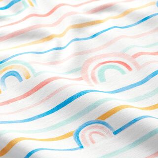 GOTS Baumwolljersey Aquarell Regenbogen | Tula – weiss, 