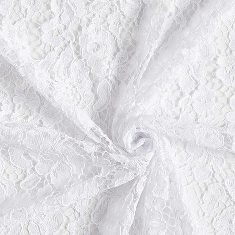 Spitzenstoff mit beidseitiger Bogenkante Blüten – weiss,  image number 4