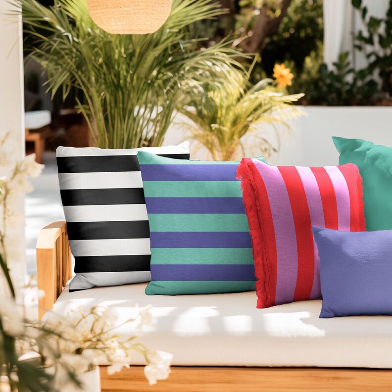 Dekostoff Canvas fröhliche Streifen – schwarz/weiss,  image number 5