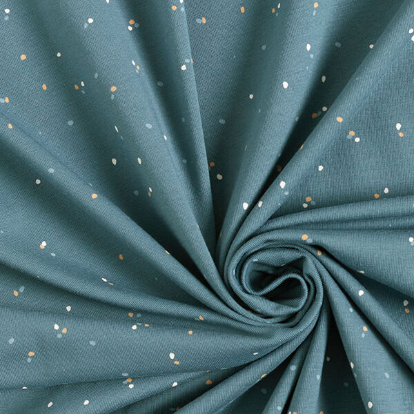Baumwolljersey unregelmässige Klekse  – jeansblau | Reststück 100cm