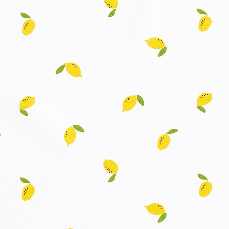 Baumwollpopeline Zitronen – weiss,  image number 1