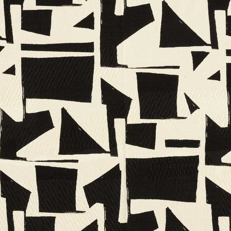 Dekostoff Jacquard abstrakte Struktur – schwarz/wollweiss, image number 1
