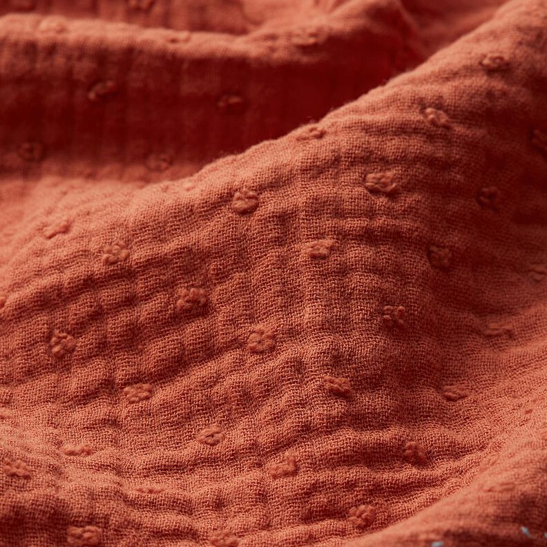 Musselin/ Doppel-Krinkel Gewebe Dobby – terracotta,  image number 2