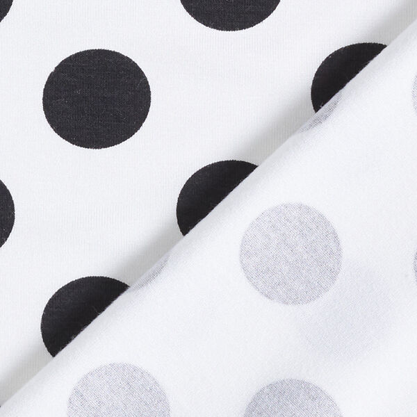Baumwolljersey große Polkadots – weiss/schwarz | Reststück 50cm