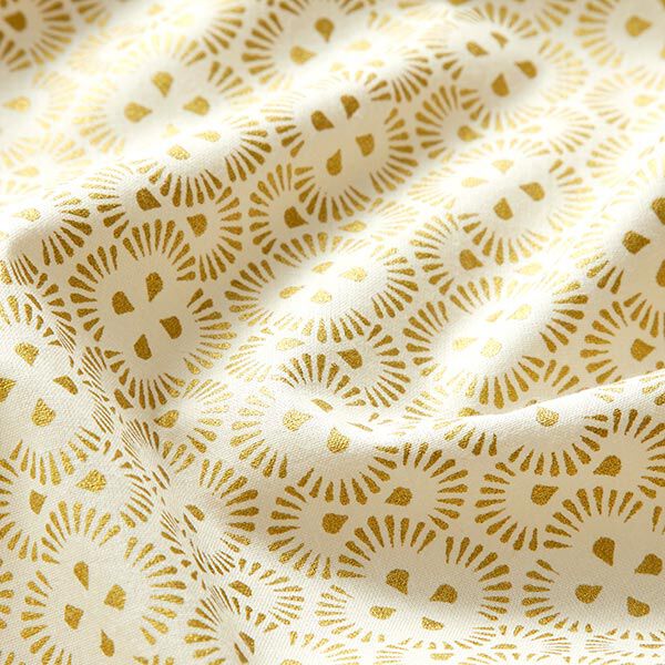 Baumwollstoff Popeline Eiskristalle – wollweiss/gold,  image number 2