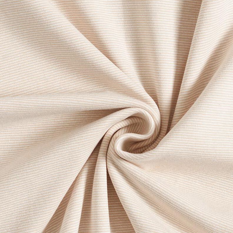 Bündchen Schlauchware schmale Ringel – beige/wollweiss | Reststück 100cm,  image number 1