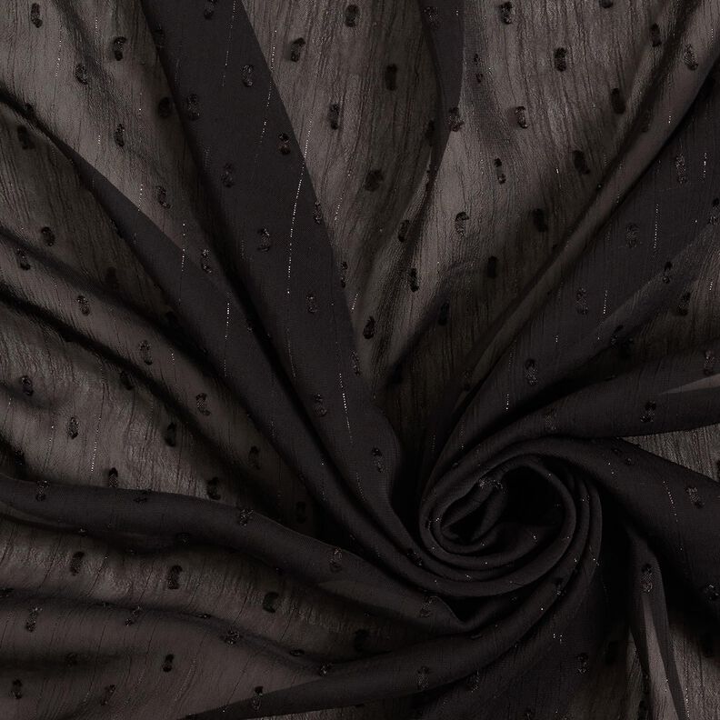 Chiffon Dobby Metallic Nadelstreifen – schwarz/silber metallic,  image number 3