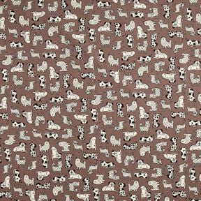 Dekostoff Halbpanama abstrakte Hunde – dunkelbraun/natur, 