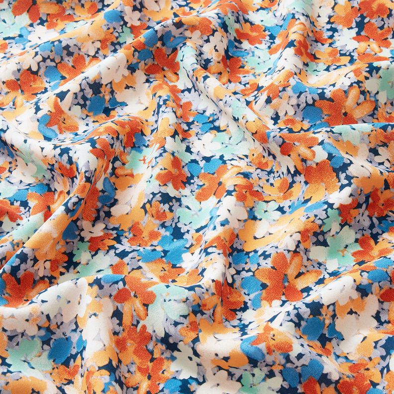 Viskosestoff gesprenkelte Blümchen – terracotta/blau,  image number 2