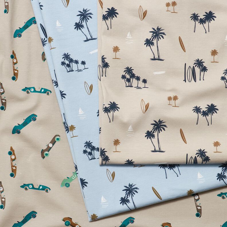 Baumwolljersey Hawaii Feeling – silberblau | Reststück 60cm,  image number 5