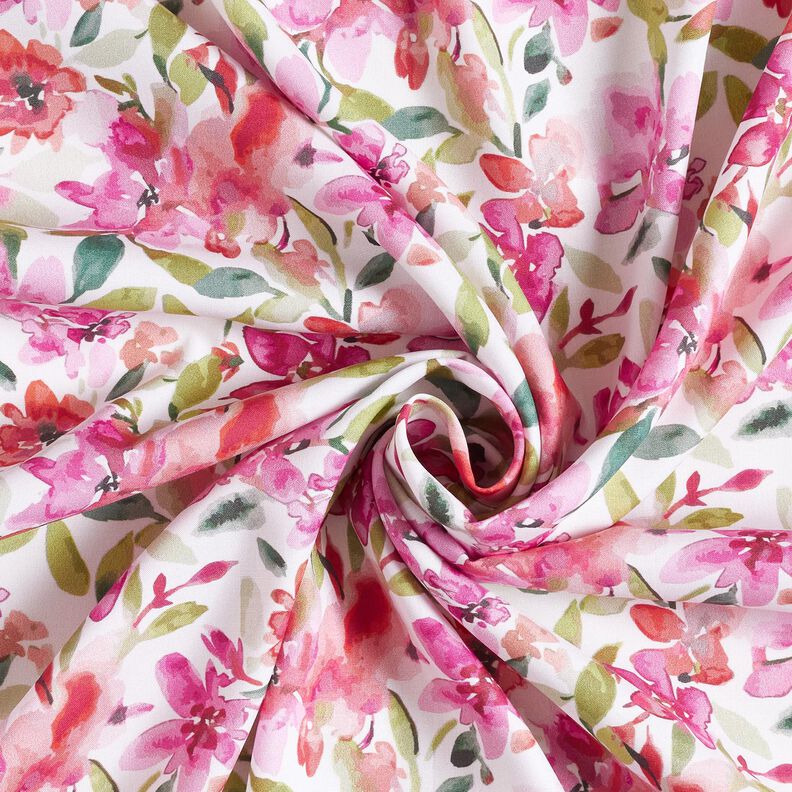 Viskosestoff Aquarell-Frühlingsblumen – weiss/pastellviolett, image number 3
