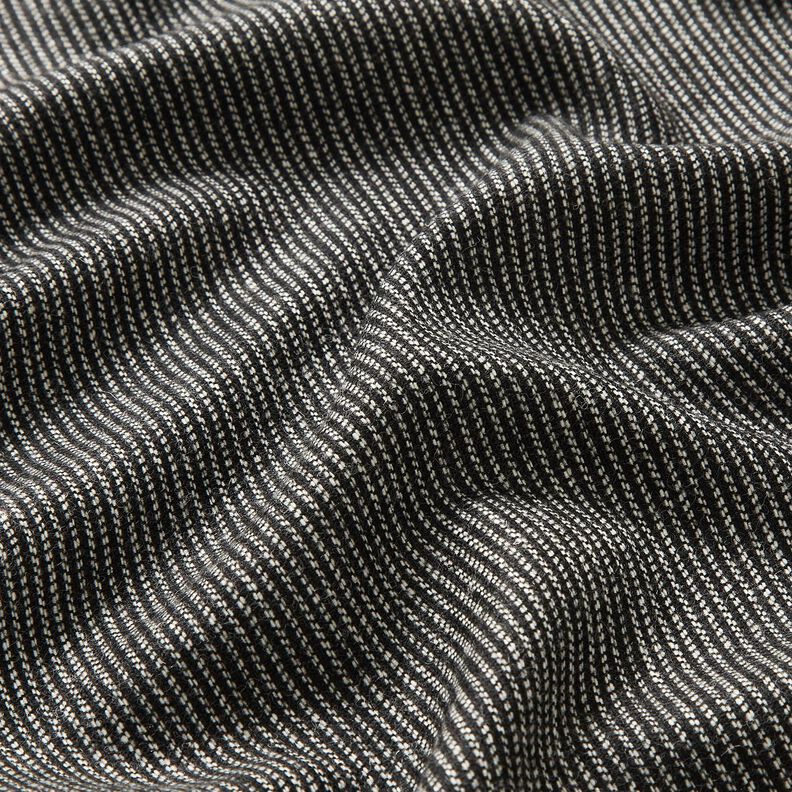 Hosenstoff Woll-Mix Melange-Streifen – schwarz/weiss,  image number 2
