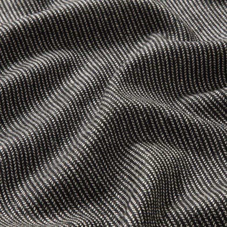 Hosenstoff Woll-Mix Melange-Streifen – schwarz/weiss, image number 2