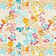 Beschichtete Baumwolle bunte Blumen – weiss/aquablau,  thumbnail number 1