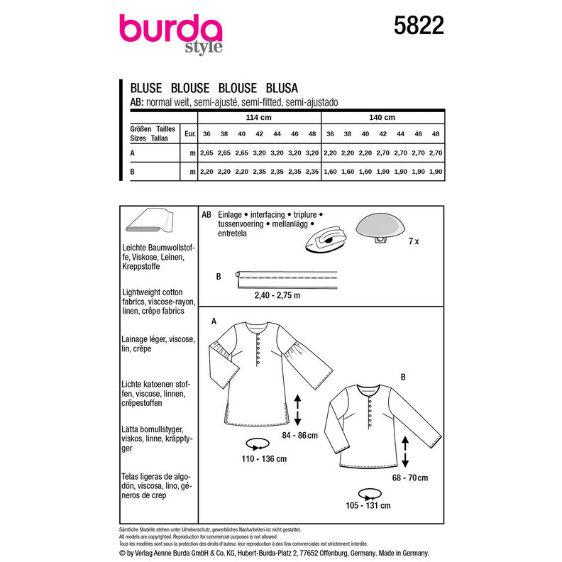 Bluse | Burda 5822 | 36-48,  image number 9