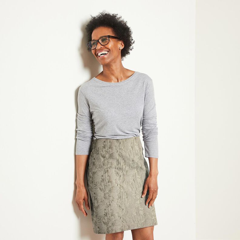 Bekleidungsjacquard Brokat Blumen – taupe, image number 6