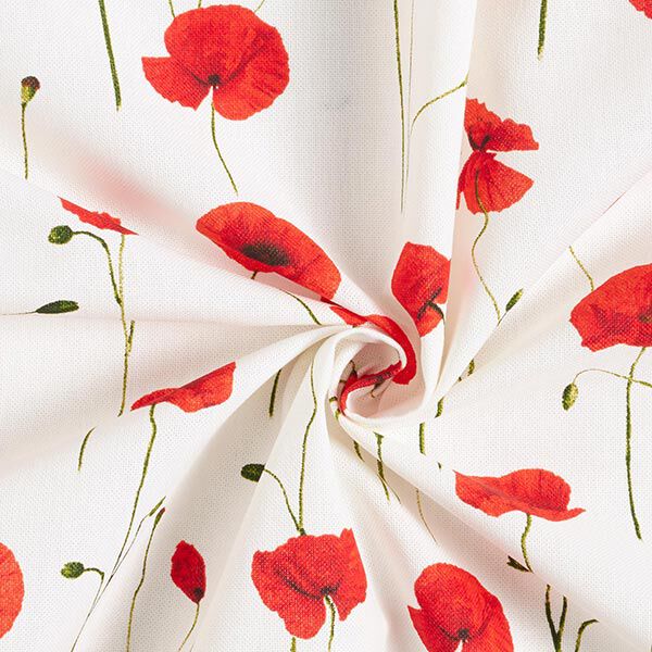 Dekostoff Halbpanama Mohn – weiss/rot,  image number 3