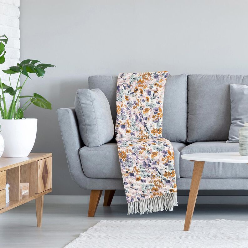 Waffelpiqué Aquarellblumen | Poppy Fabrics – weiss/lavendel, image number 7